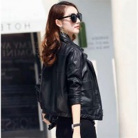 THEME 21 Pu Leather Jacket Women New Fashion Black Motorcycle Coat Short Faux Leather Plus Size Casual Biker Jacket Outerwear