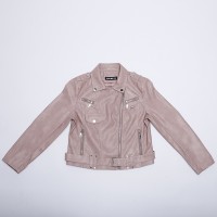 THEME 21 Women New Fashion Pu Leather Jacket Zipper Button Motorcycle Coat Short Faux Leather Belt Soft Casual Jacket Female
