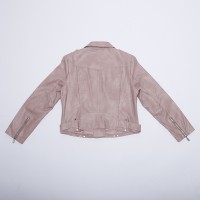 THEME 21 Women New Fashion Pu Leather Jacket Zipper Button Motorcycle Coat Short Faux Leather Belt Soft Casual Jacket Female
